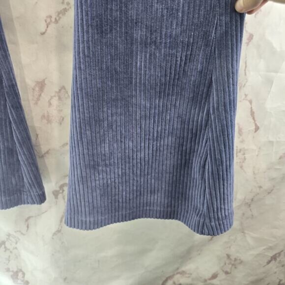 Aerie Leggings Women Medium Short Blue Flare Groove On Velour Corduroy High - Picture 4 of 11